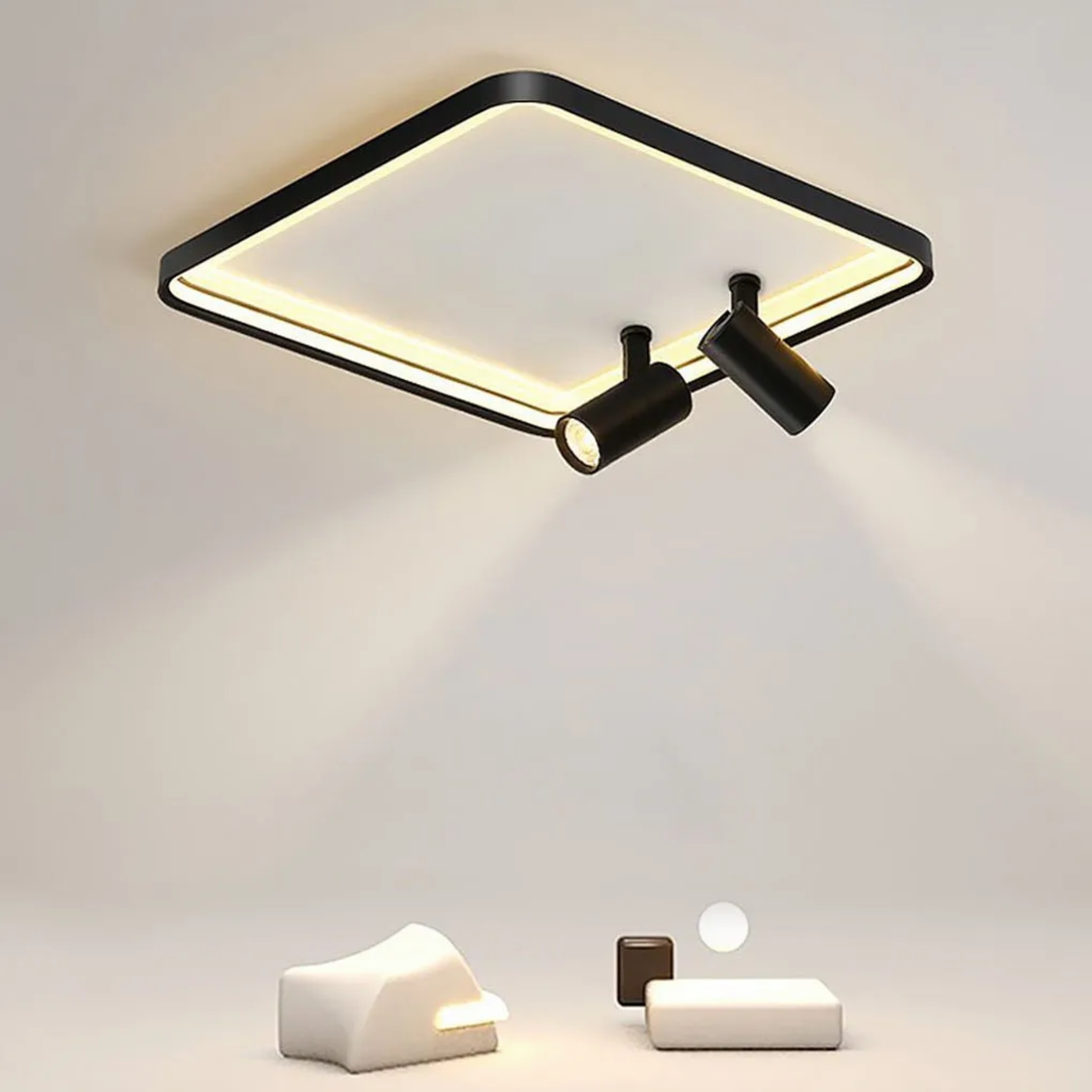 Square black synthetic directional & spot lights — Cool White (6000K) / White
