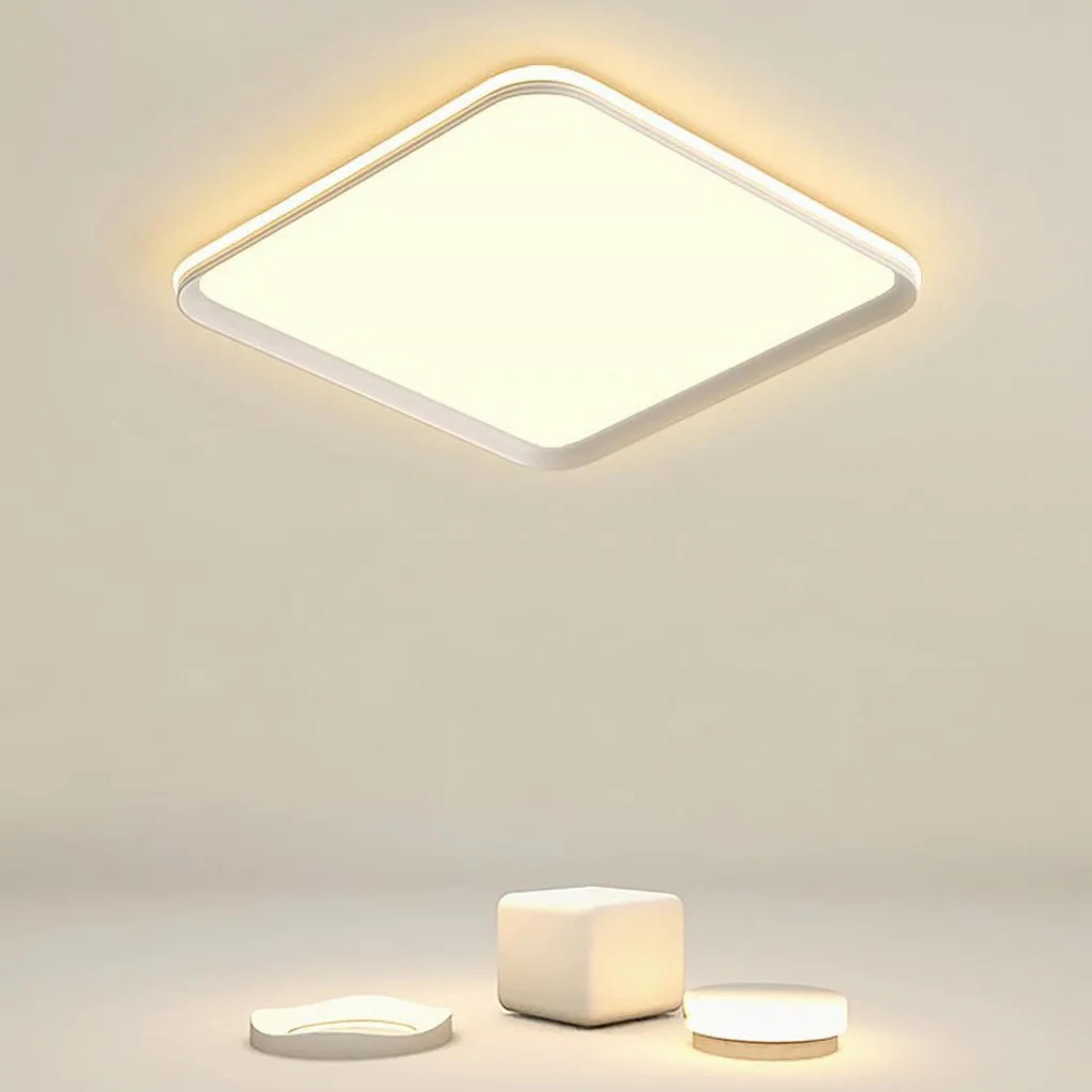 Lighom square synthetic flush mount lighting for hallway — Cool White (6000K)