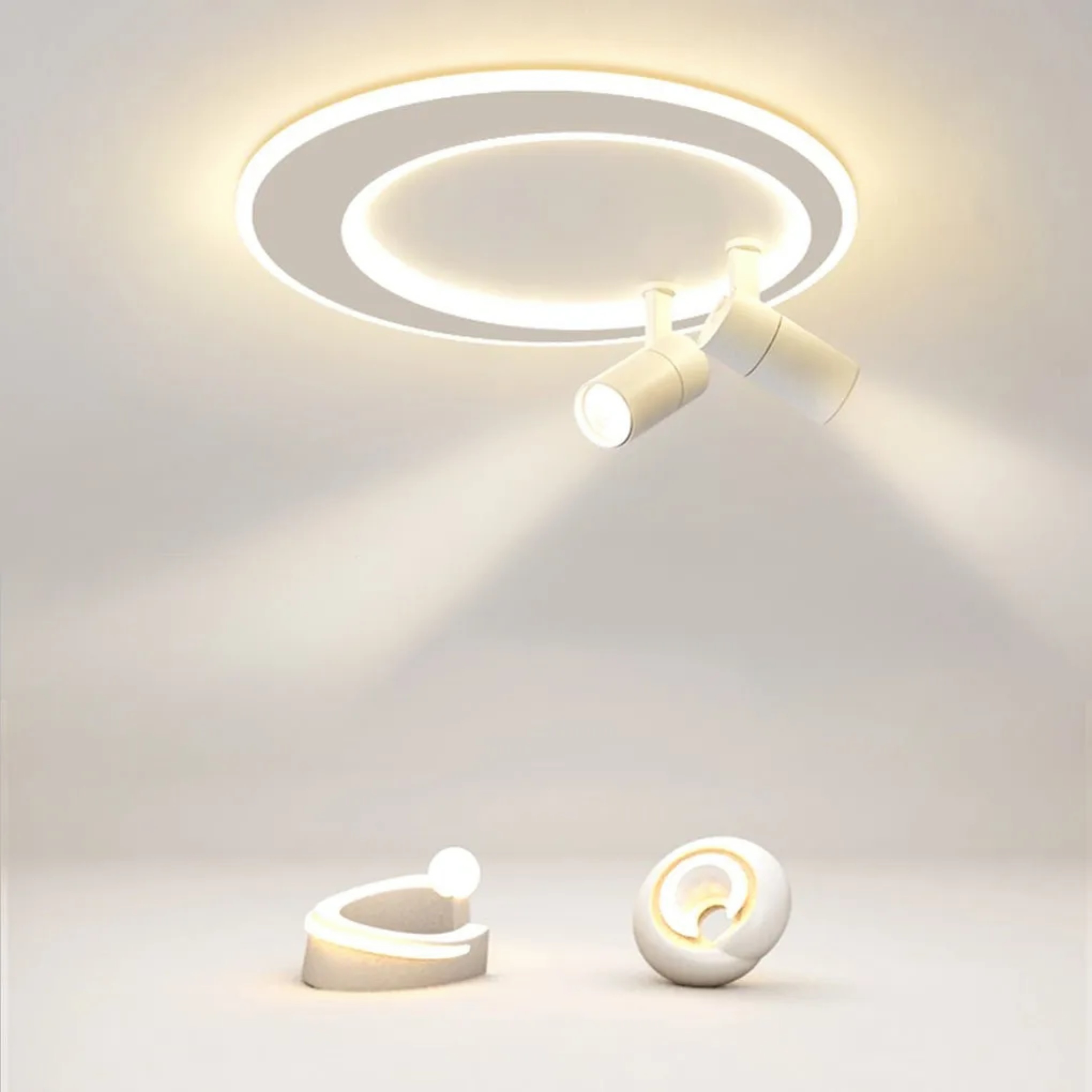 Lighom circular spotlight white flush mount lighting in synthetic — Cool White (6000K)