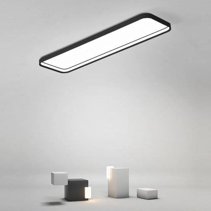 Modern rectangular black flush mount lighting — Cool White (6000K) / White