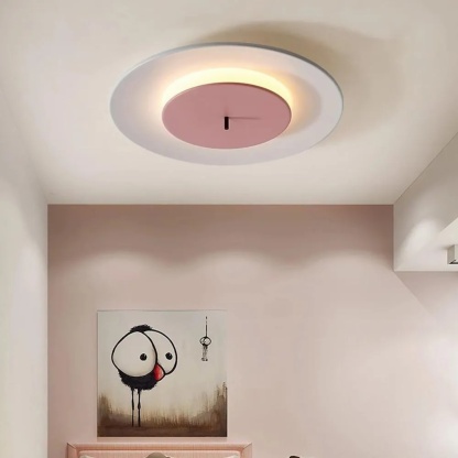 White synthetic 2-circle flush mount lighting - modern