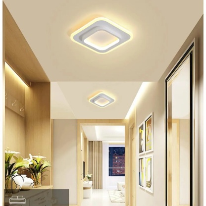 2-light square black flush mount lighting, Lighom — Warm White (3000K) / White / Set of 1