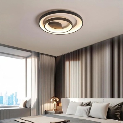 Black two-ring 2-light semi-flush mount light — 17" Diameter / Warm White (3000K)