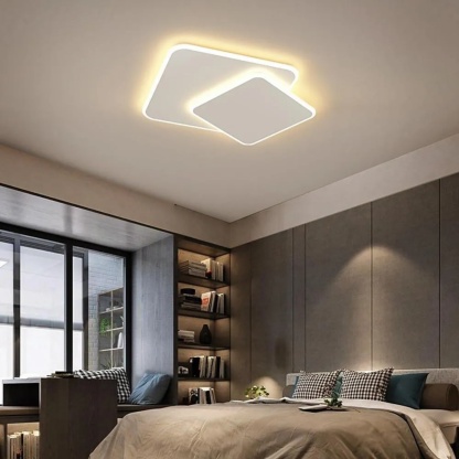 2-light square synthetic flush mount lighting for bedroom — 20" L x 20" W / Warm White (3000K) / Set of 1