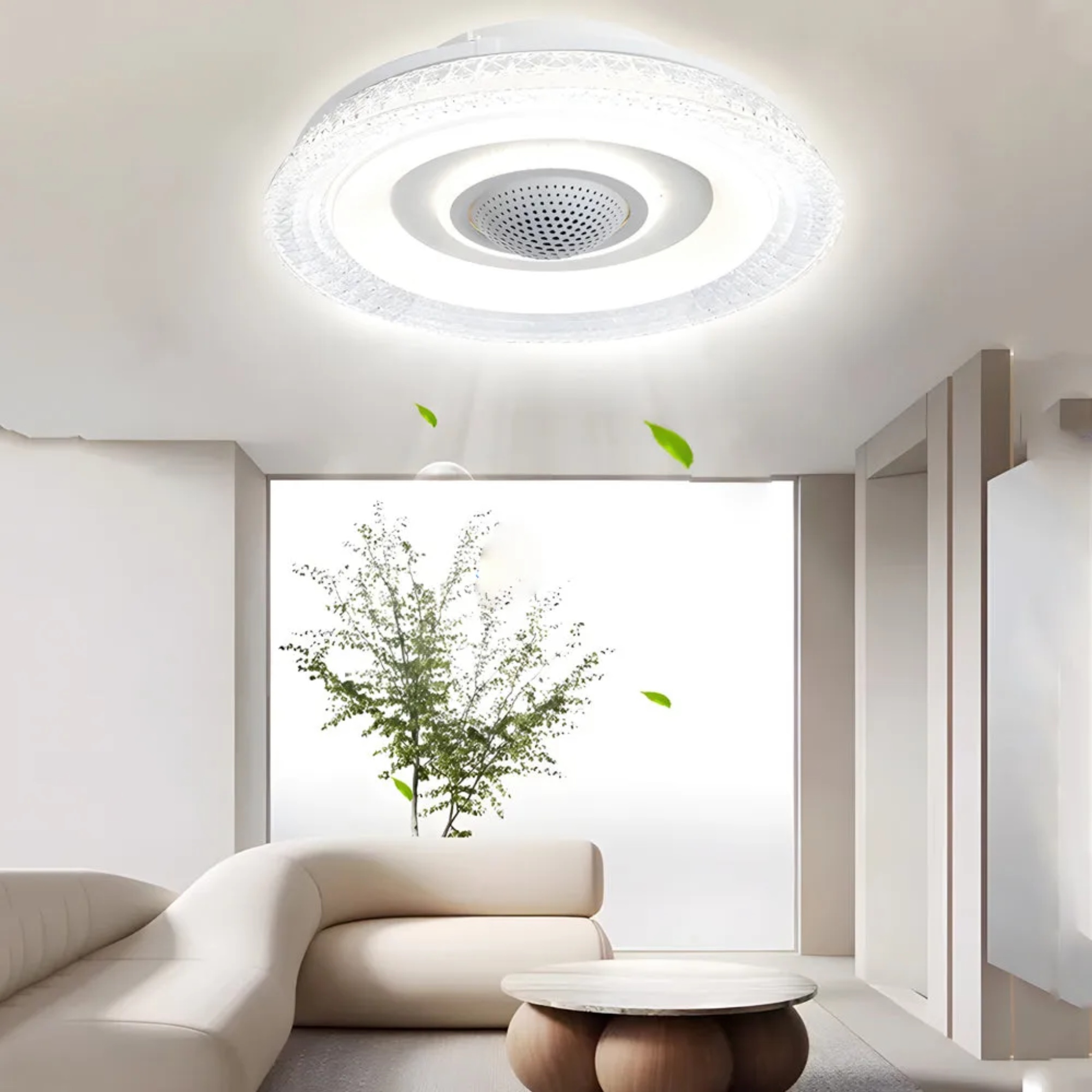 Lighom bladeless 6-speed synthetic ceiling fans for dining room or living room — Transparent