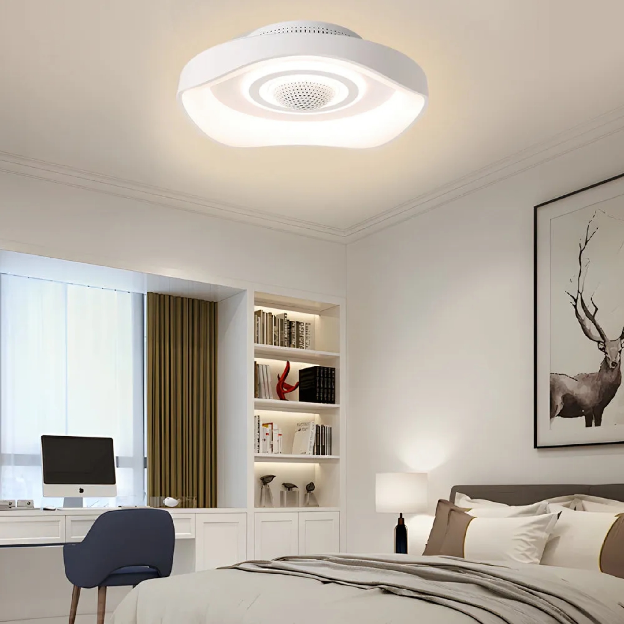 Home decor synthetic ceiling fans for dining room — White