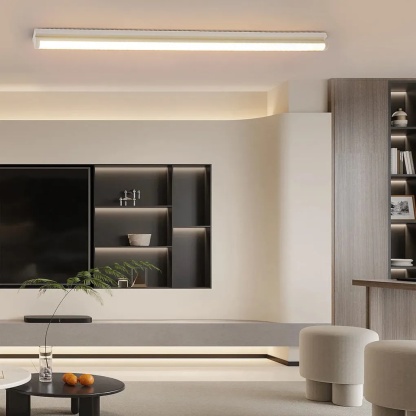 Modern rectangular flush mount lighting in synthetic — 24" L / Cool White (6000K) / White