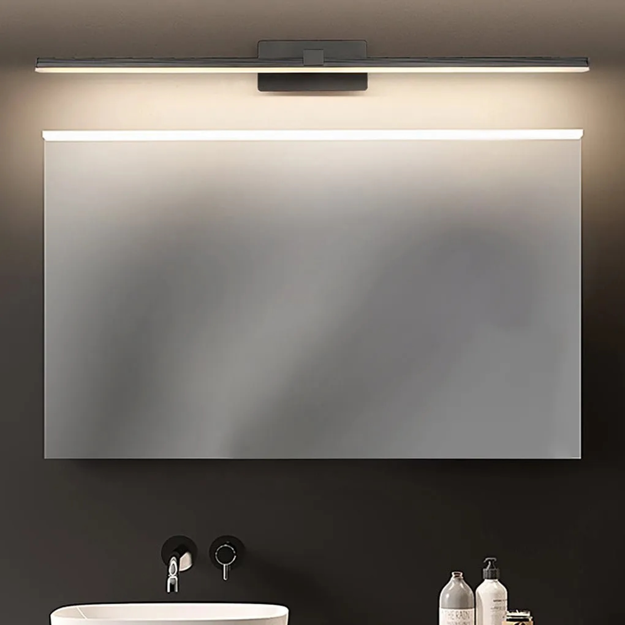 Modern vanity linear black bathroom vanity lighting in synthetic — 23.6" L / Cool White (6000K) / White