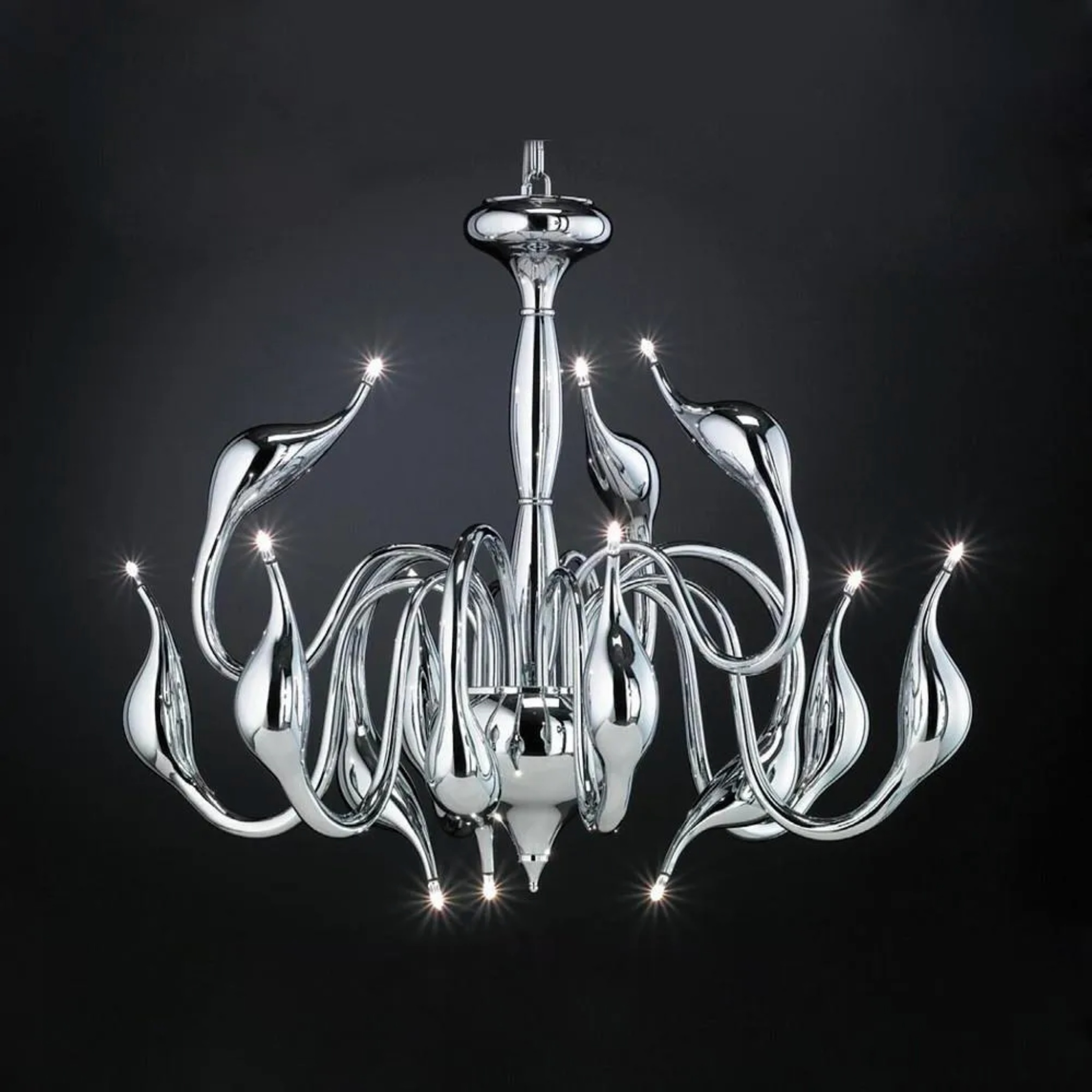 Iron metal glass chandeliers in chrome