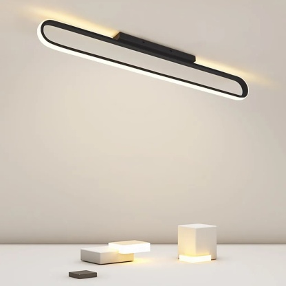 Rectangle black flush mount lighting, Lighom — Matte Black