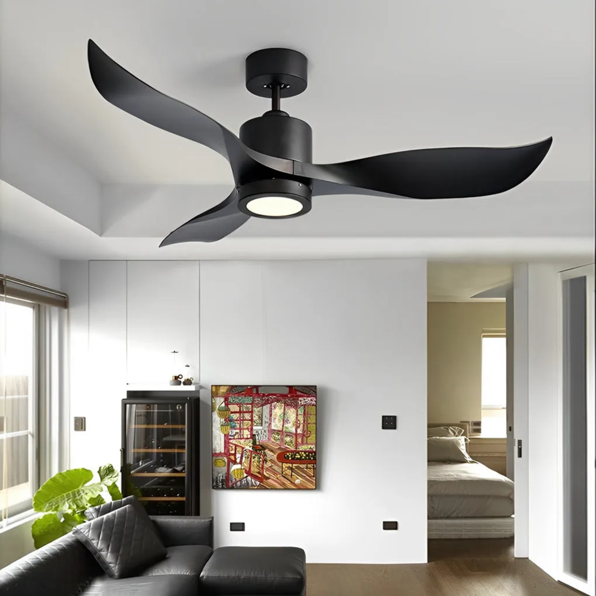 Modern decor home ceiling fans in synthetic — Matte Black