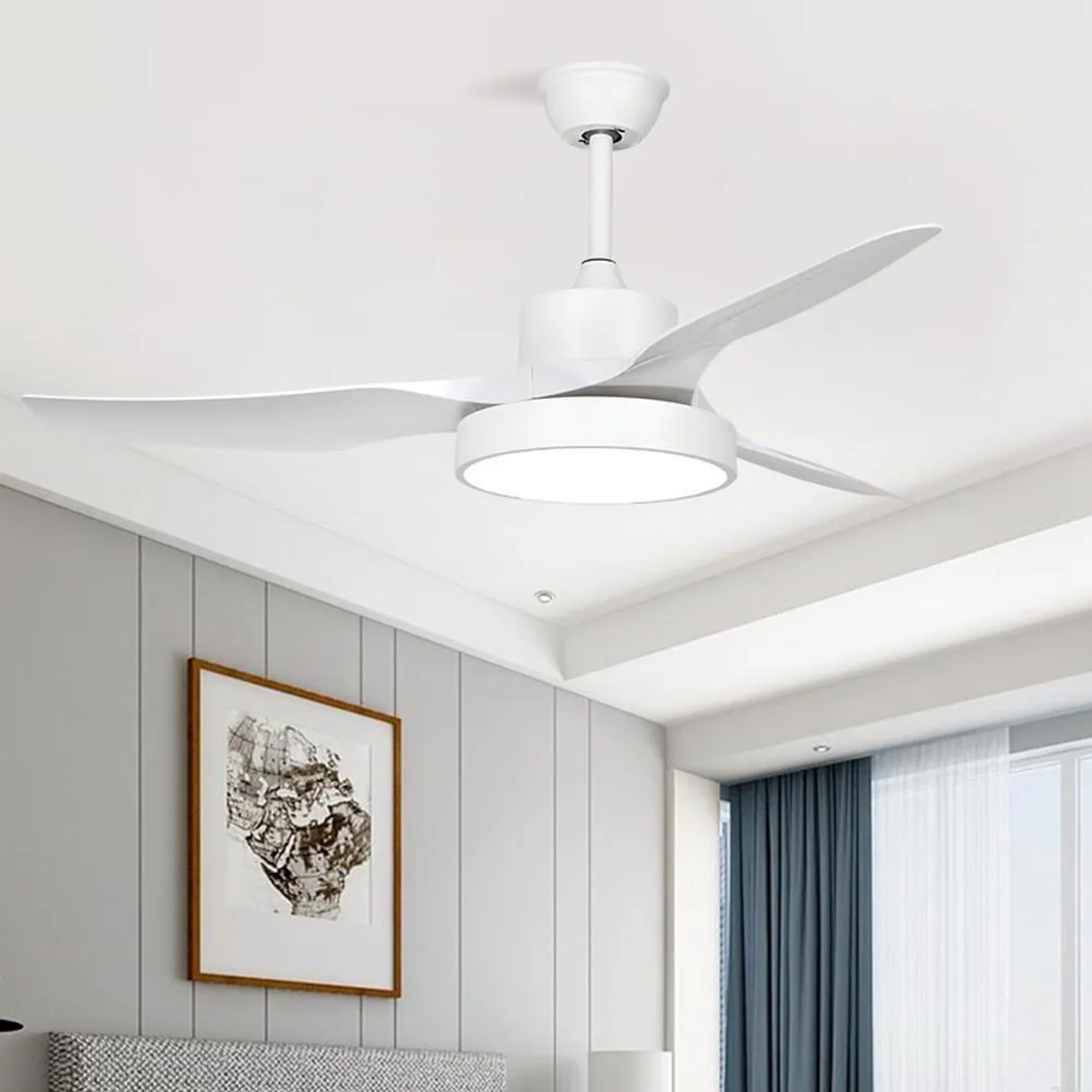 Modern rust 3-blade kids ceiling fans in synthetic — White