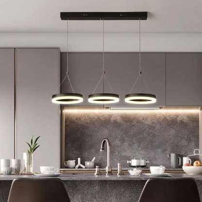 Black synthetic 3-circle pendant lighting - modern — Warm White (3000K) / White