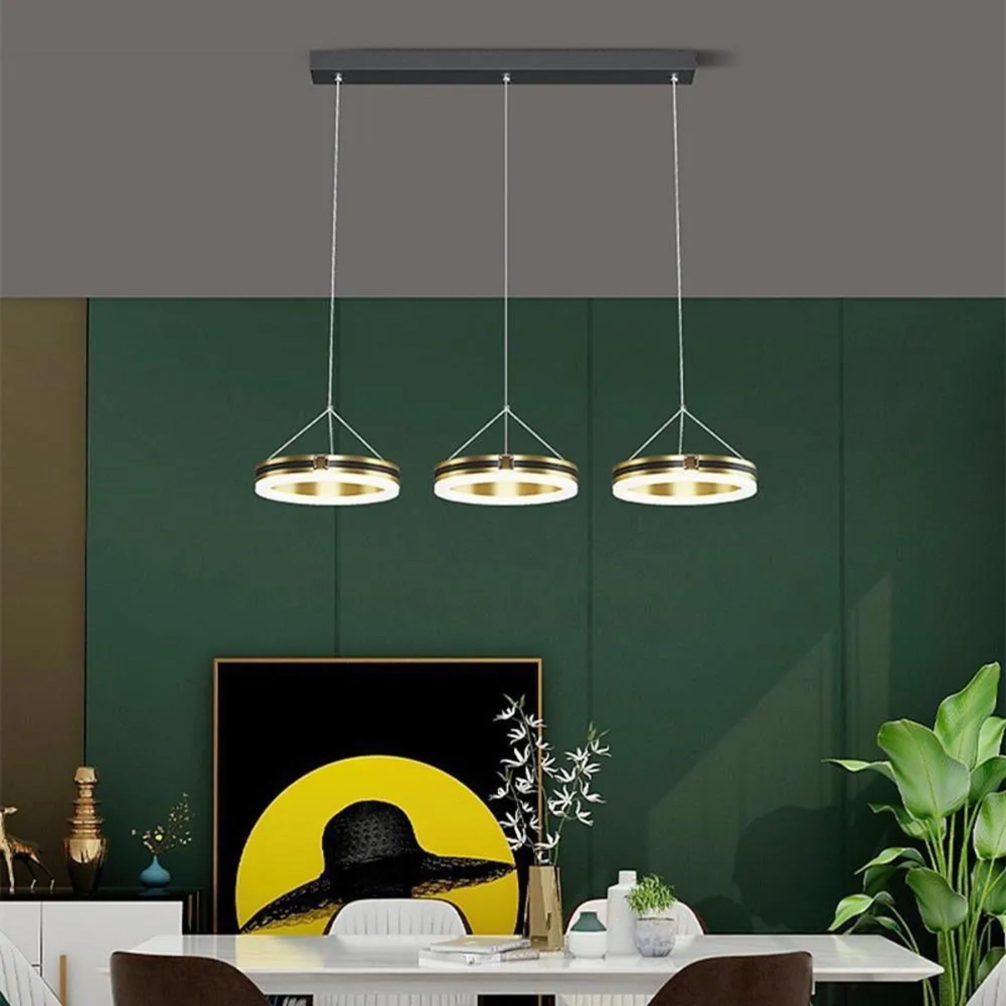 Lighom modern 3-circle white chandeliers — Warm White (3000K)