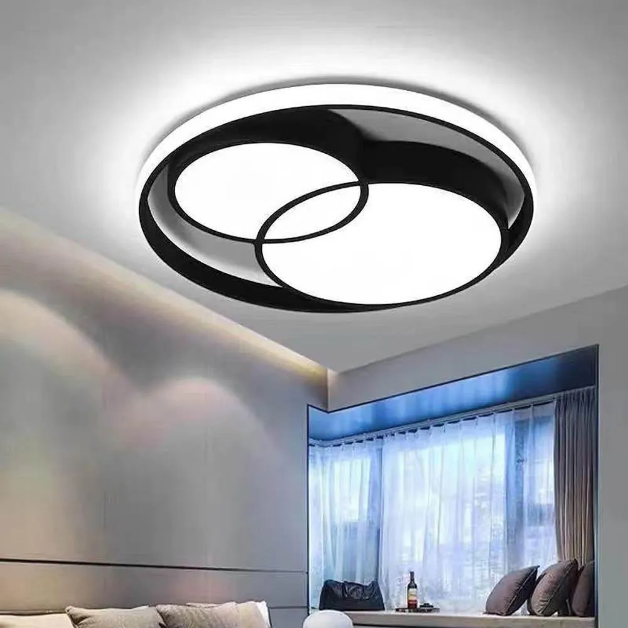 Lighom 3-circle synthetic flush mount lighting for dining room — Warm White (3000K)