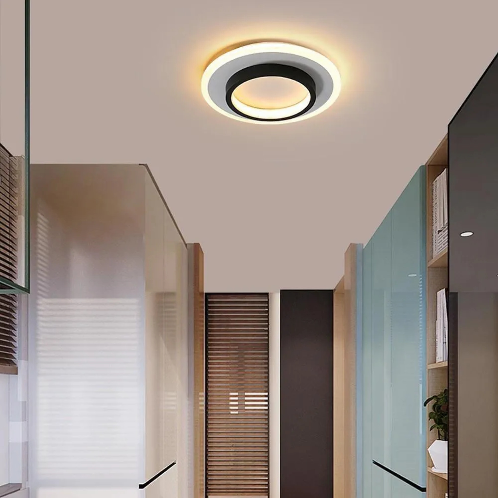 3-circle black flush mount lighting — Warm White (3000K) / White