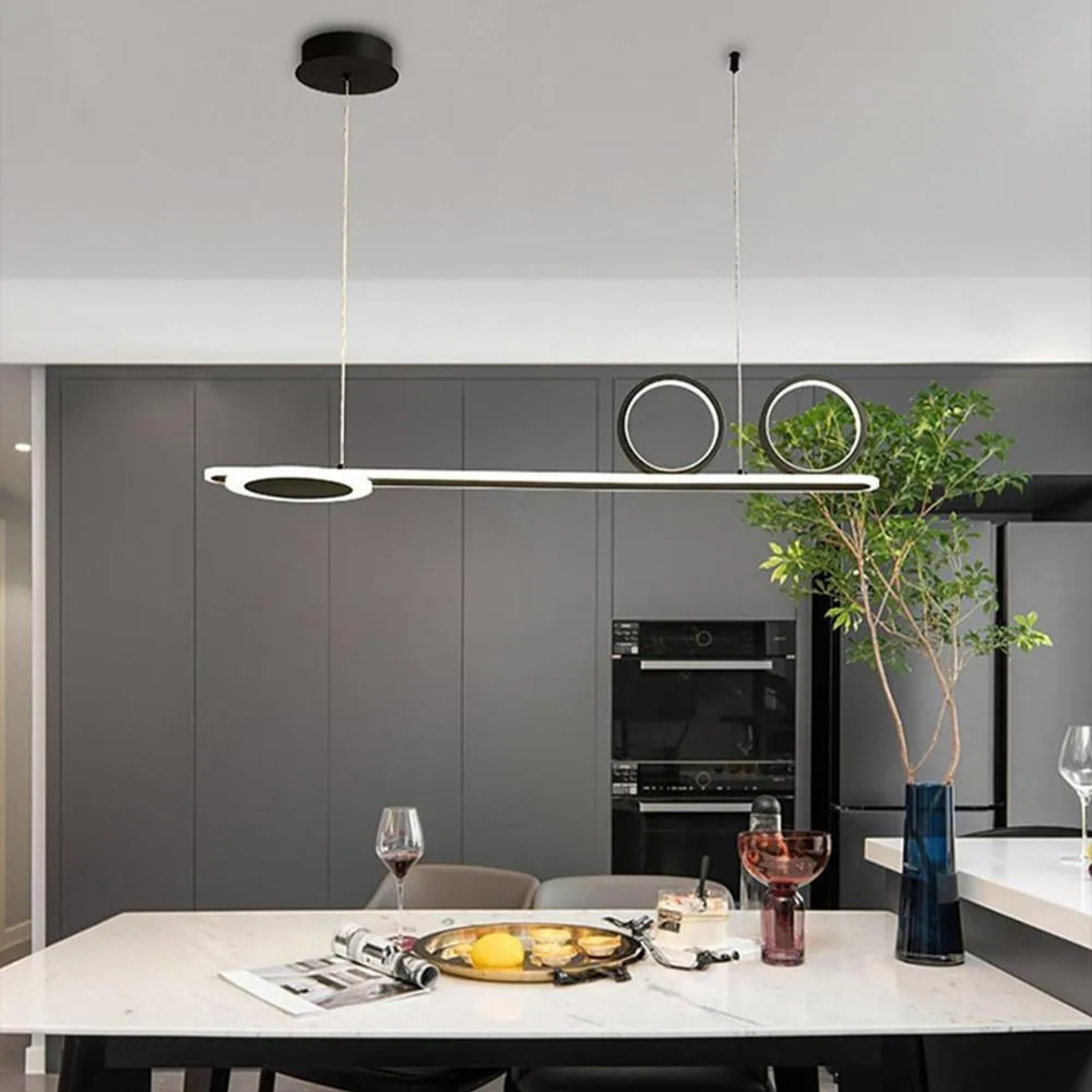 Lighom 3-circle linear synthetic pendant lighting for kitchen — White