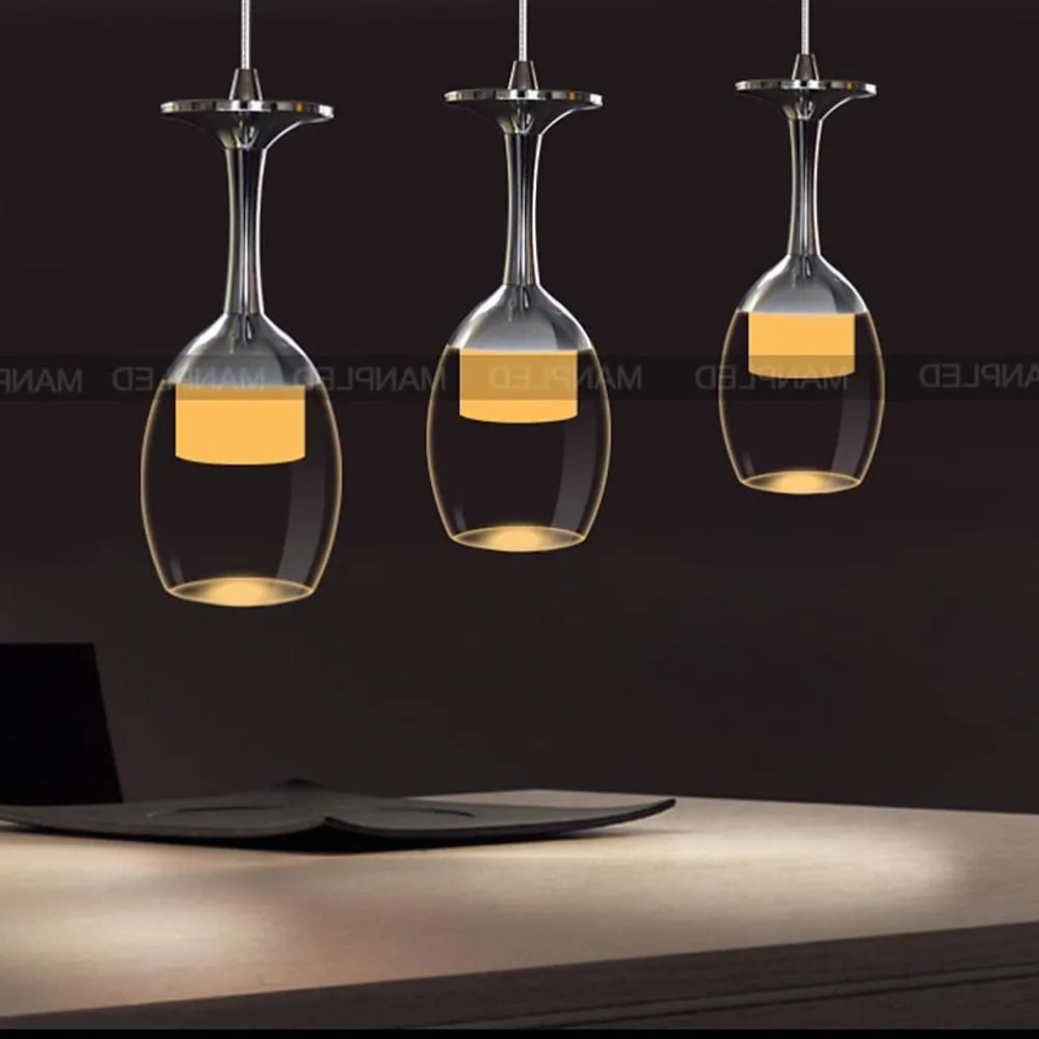 Lighom industrial island 3-light aluminum pendant lighting — Warm White (3000K)