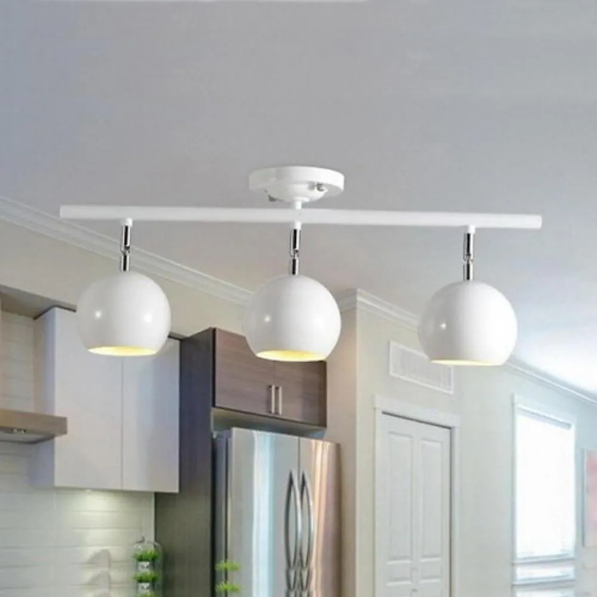 Modern bowled 3-light flush mount lighting in metal — White / Warm White (3000K)
