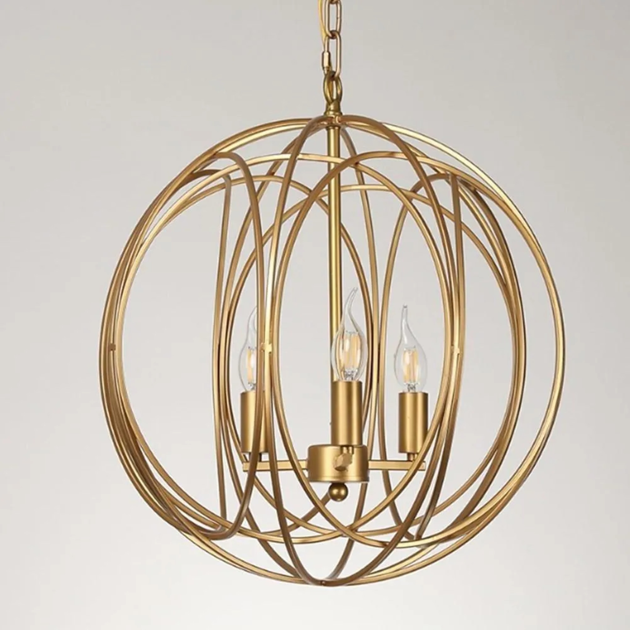 Lighom orb globe brass pendant lighting for dining room — 13" Diameter