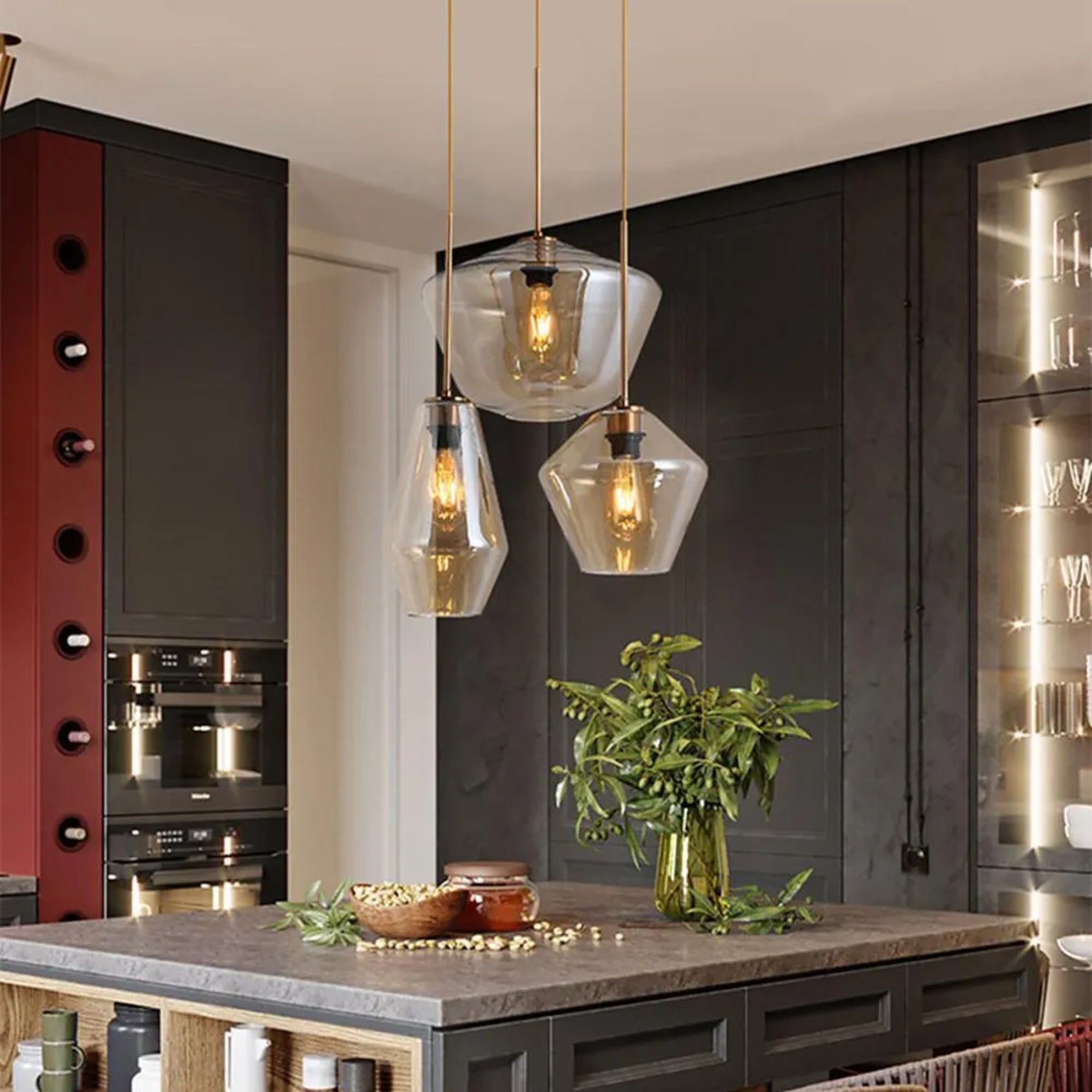 Lighom island retro glass pendant lighting for entryway — Transparent