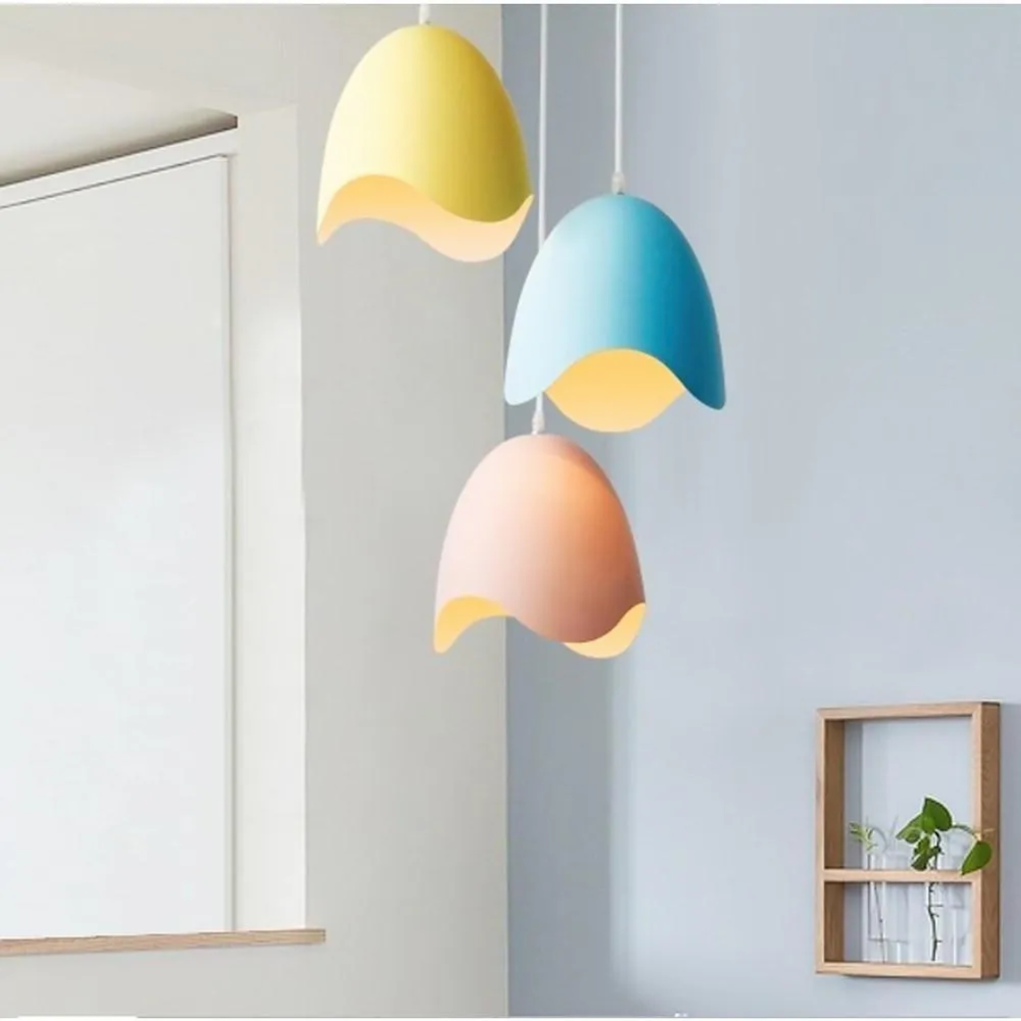 Lighom modern half-eggshell 3-light yellow pendant lighting — 1-Light