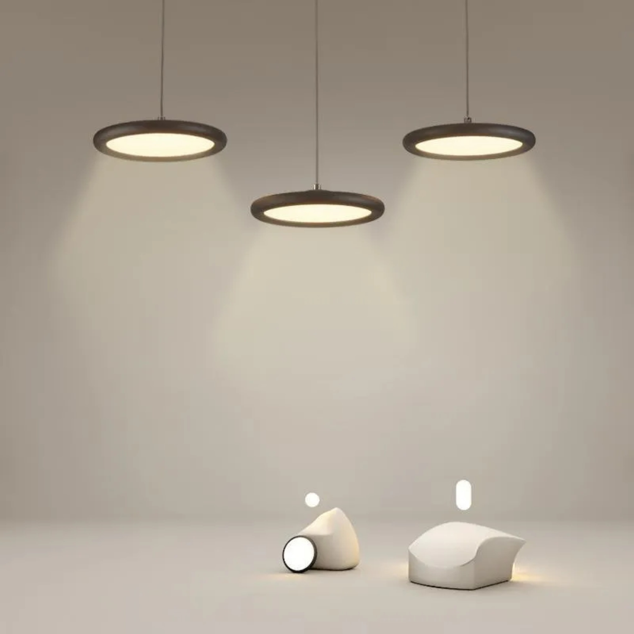 Modern set geometric black pendant lighting — Cool White (6000K) / White