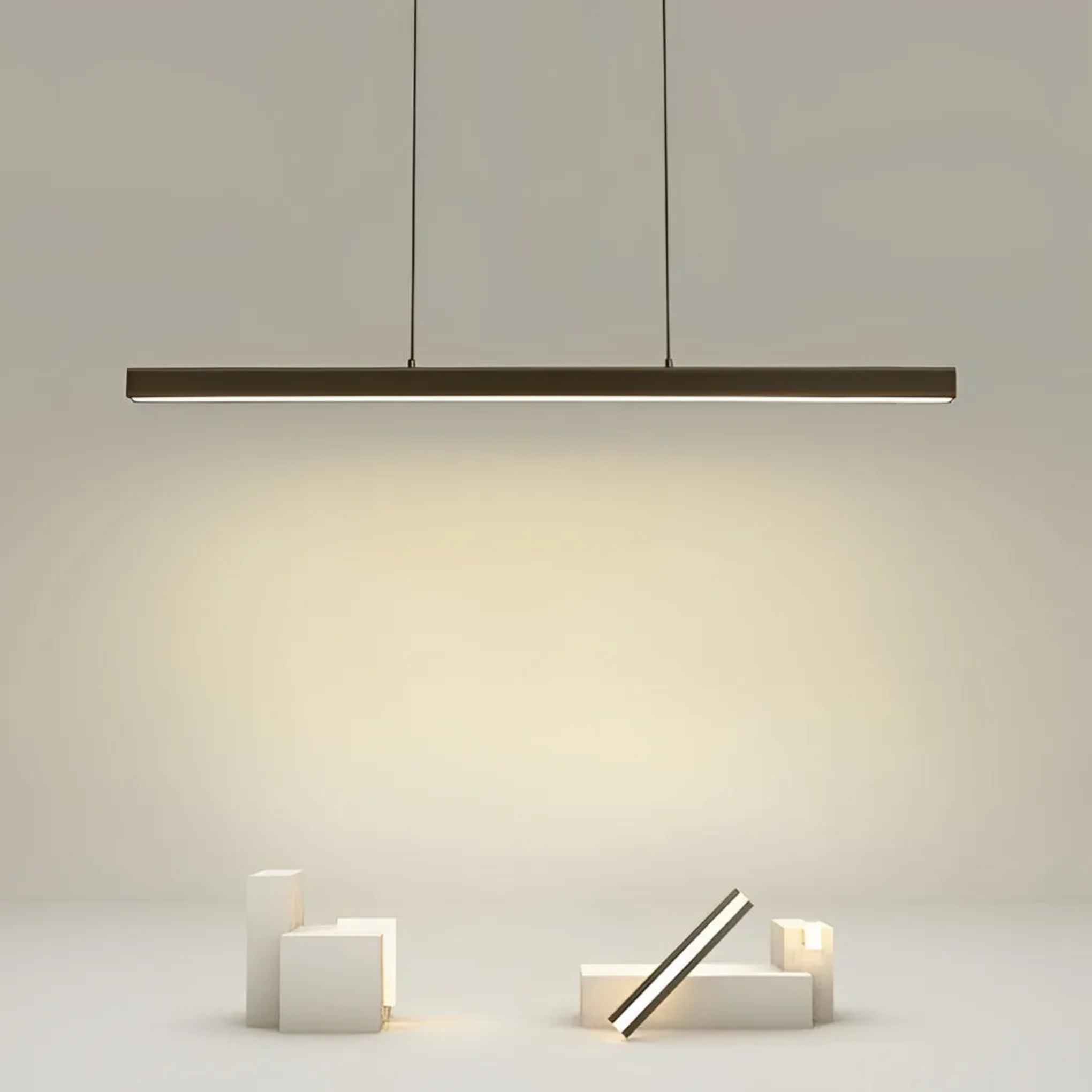 Modern rectangular white synthetic pendant lighting, Lighom — Cool White (6000K)