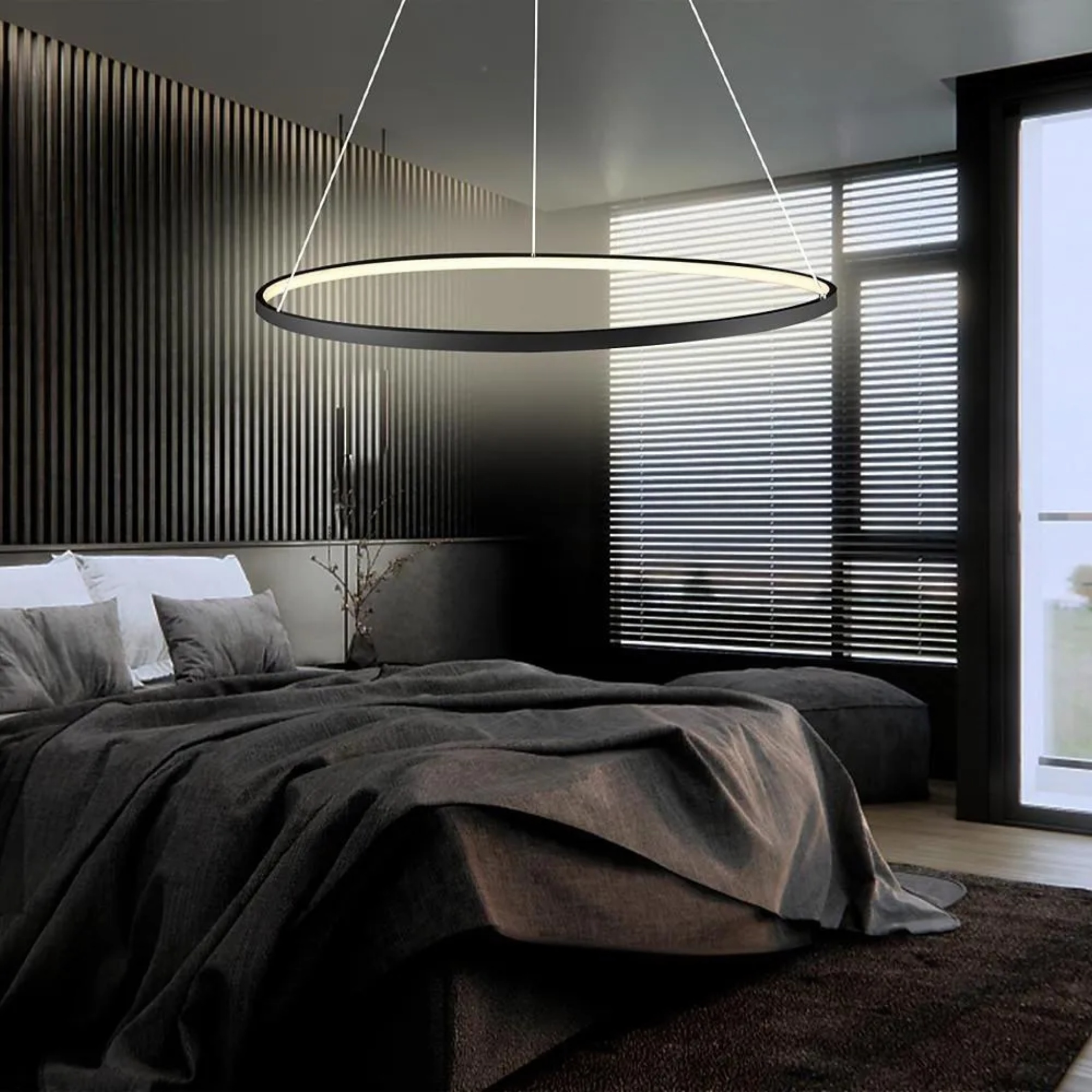 Lighom modern 30w integrated synthetic pendant lighting — Cool White (6000K) / White