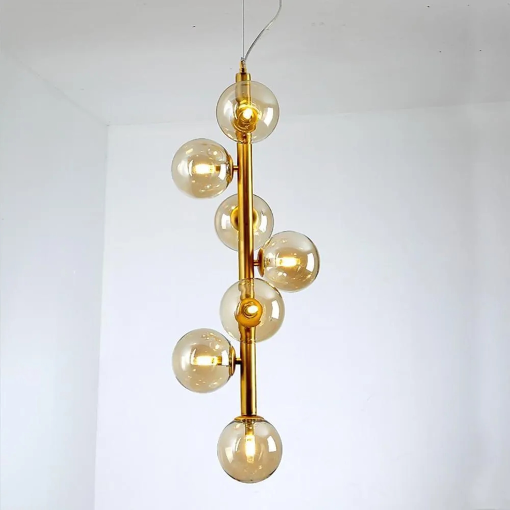 Brown industrial 7-light artistic pendant lighting — Transparent