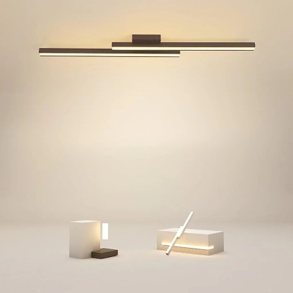 Lighom modern rectangular black semi-flush mount light in synthetic — Cool White (6000K)