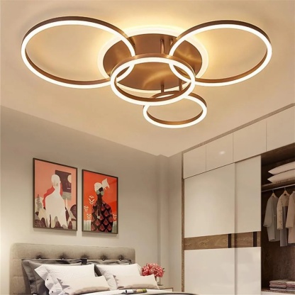 Brown synthetic 4-circle semi-flush mount light - modern — Warm White (3000K) / White