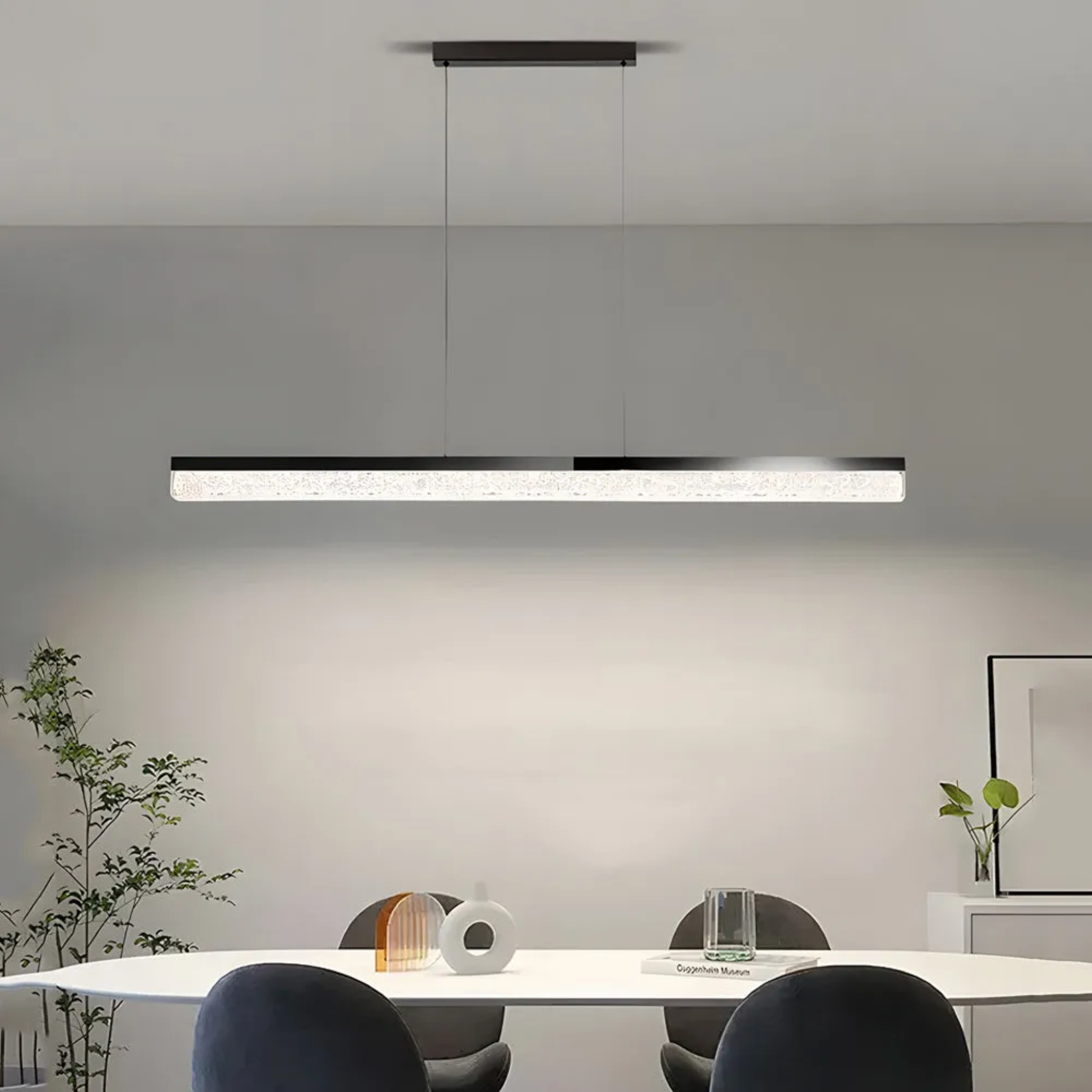Bronze creative island linear pendant lighting — Matte Black