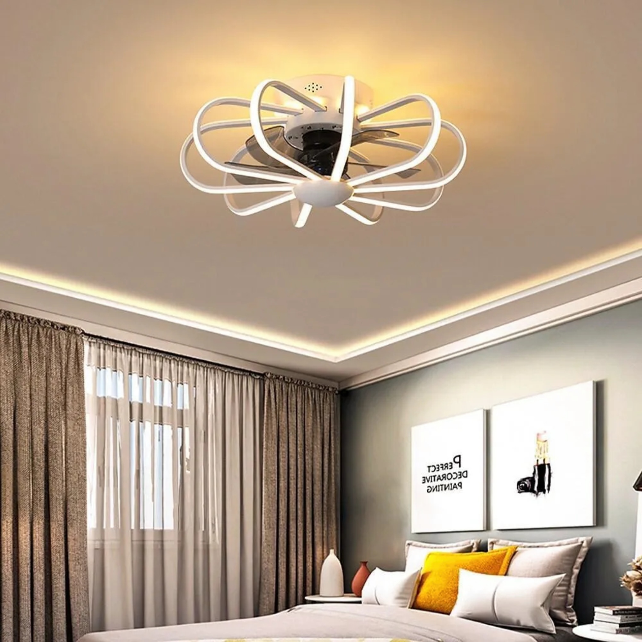 Lighom modern 5-blade exterior white ceiling fans