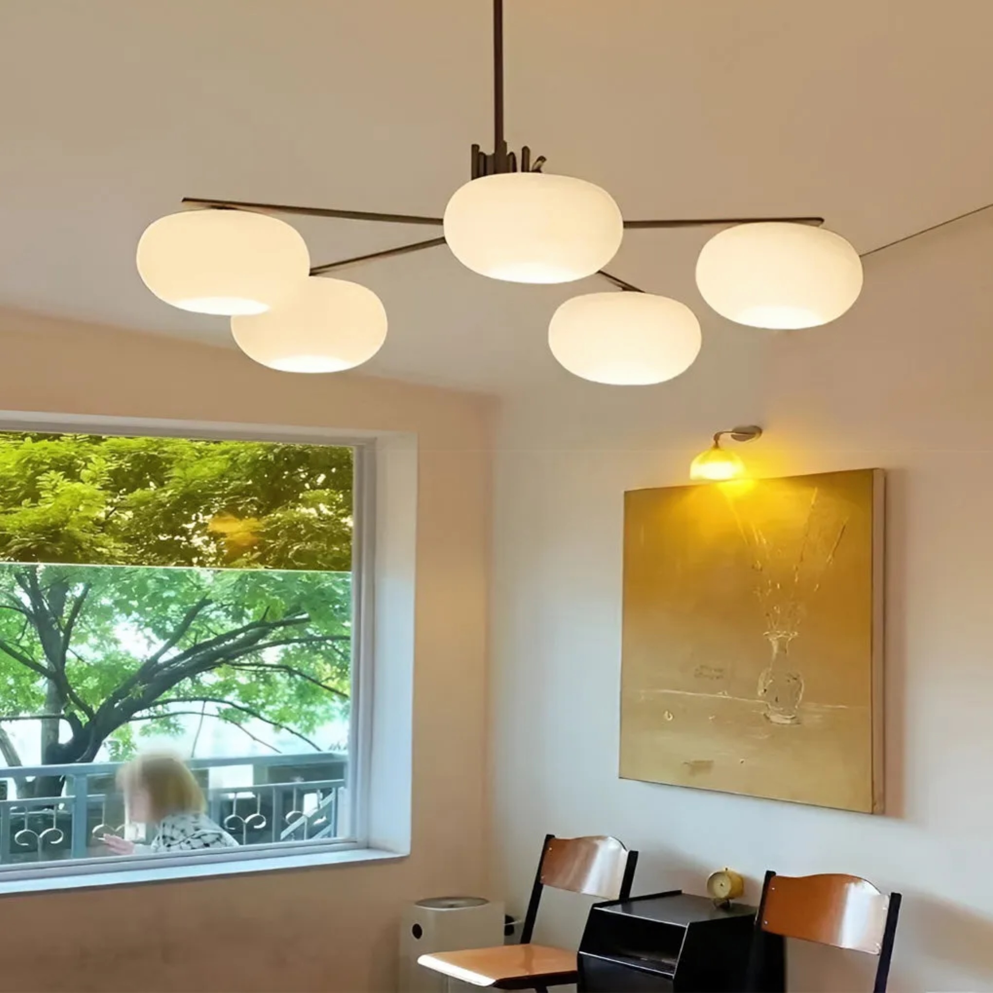 Modern 3-step 5-light glass metal chandeliers
