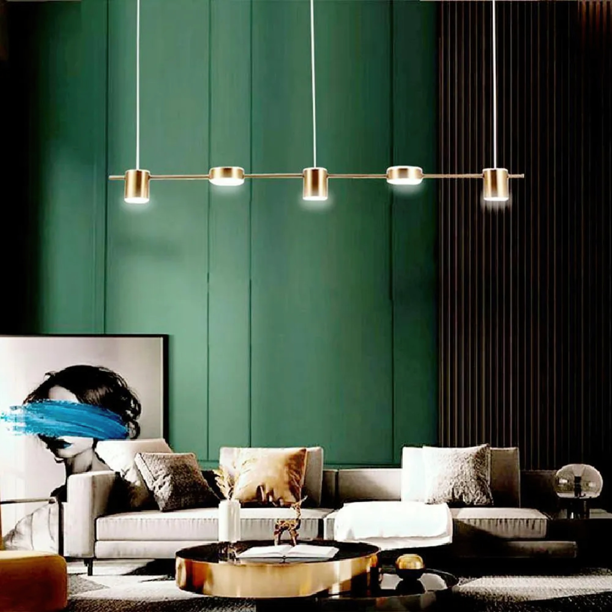 Modern 5-light metal pendant lighting — Matte Black