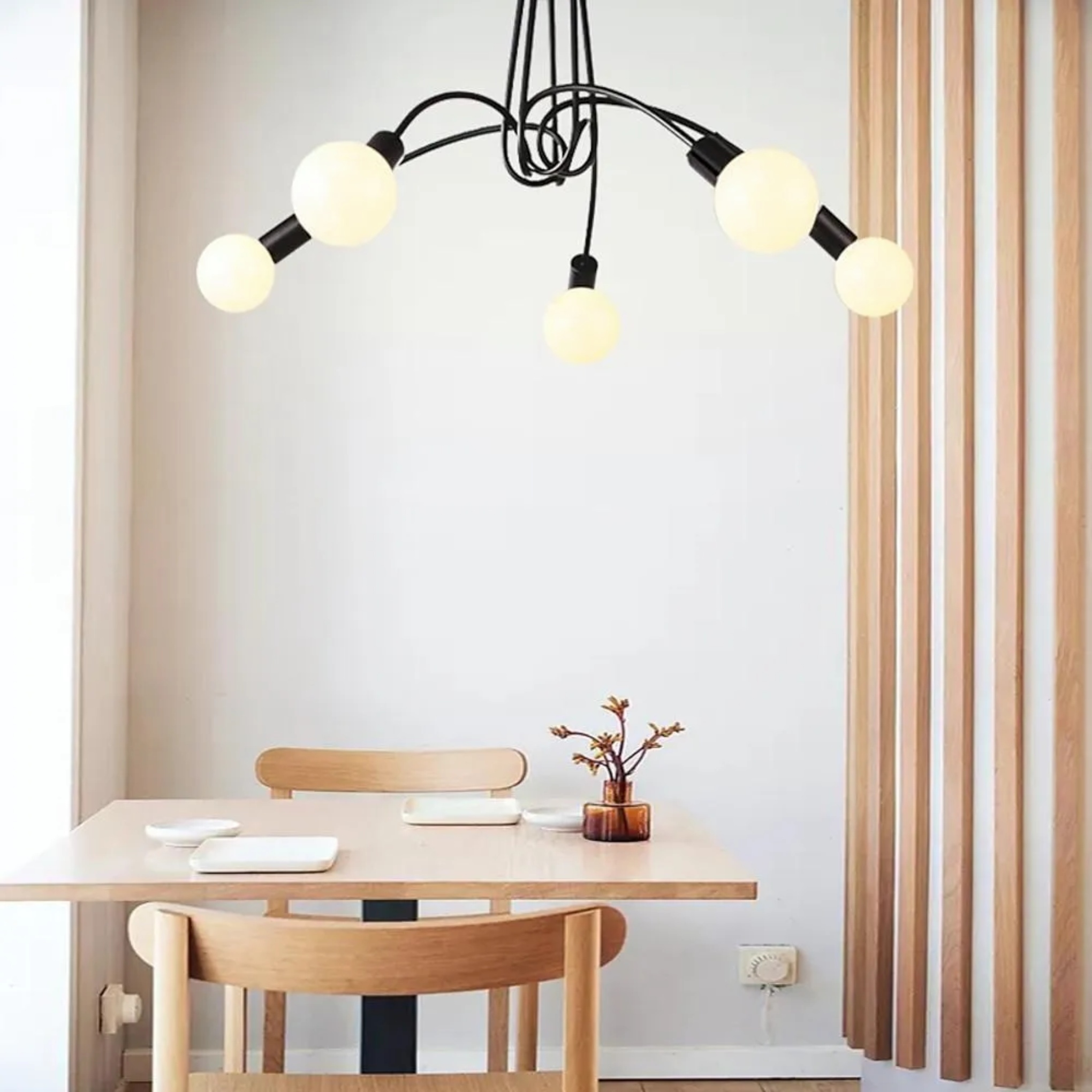 White vintage frame 5-light semi-flush mount light