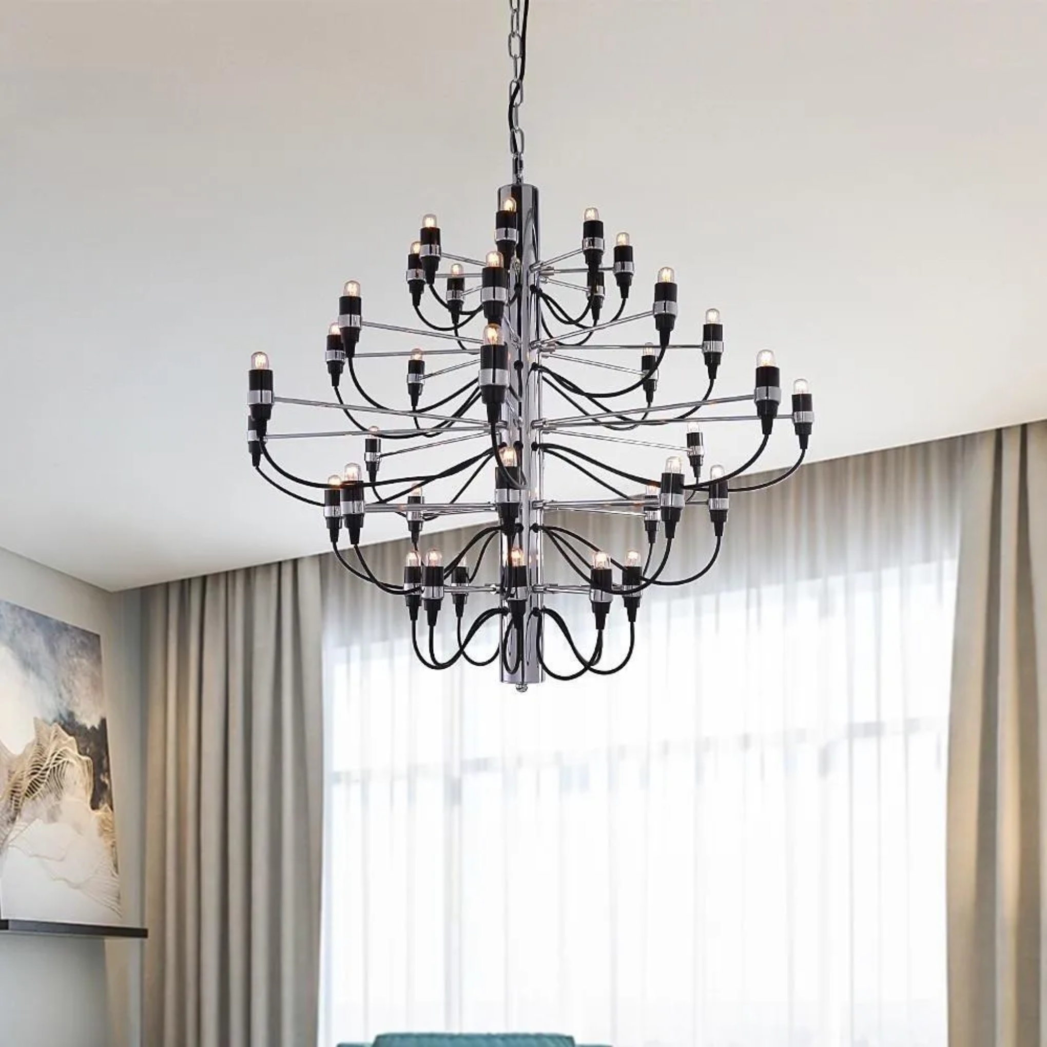 Black candlestick plated chandeliers — 18-Light