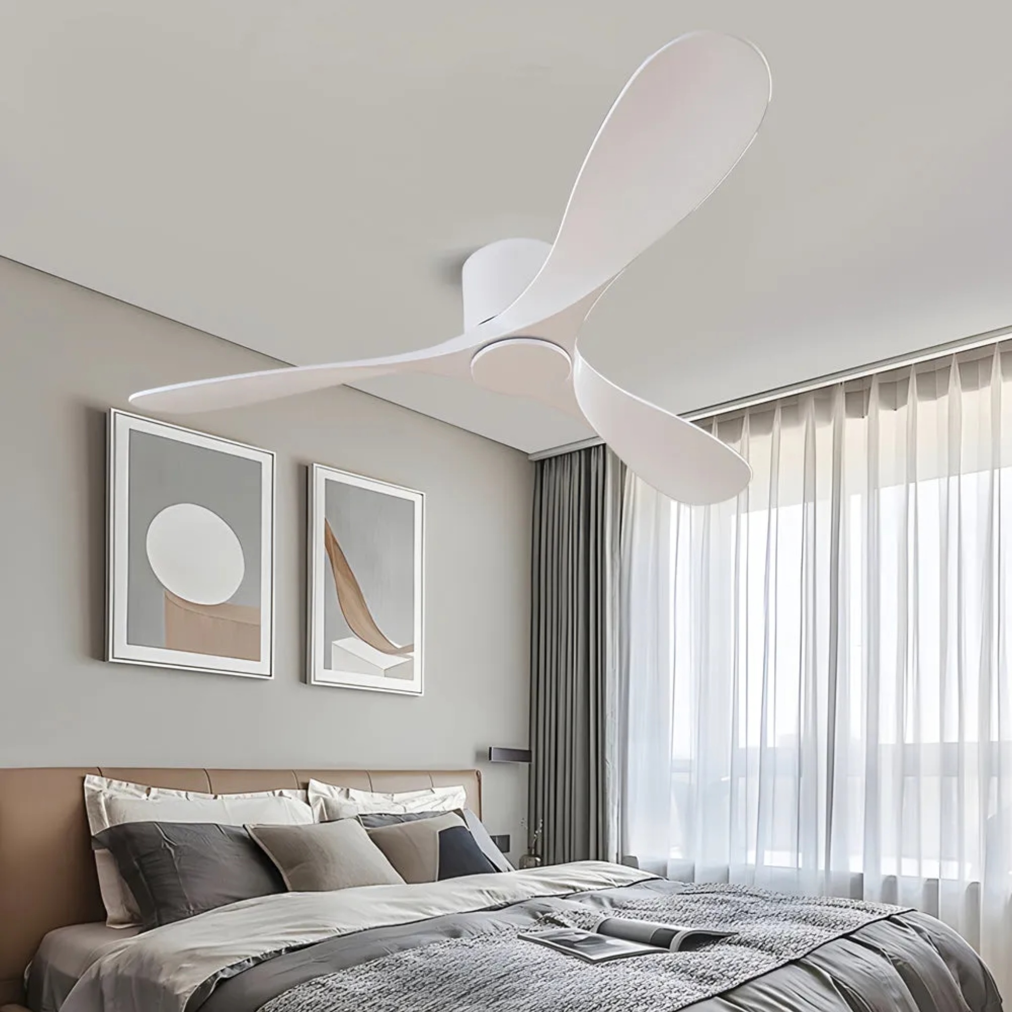 Modern low-profile home white ceiling fans, Lighom