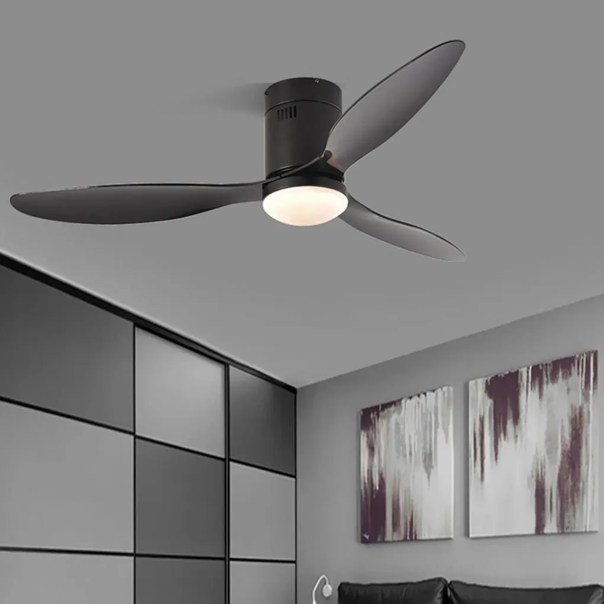 Lighom modern variable 3-color black ceiling fans