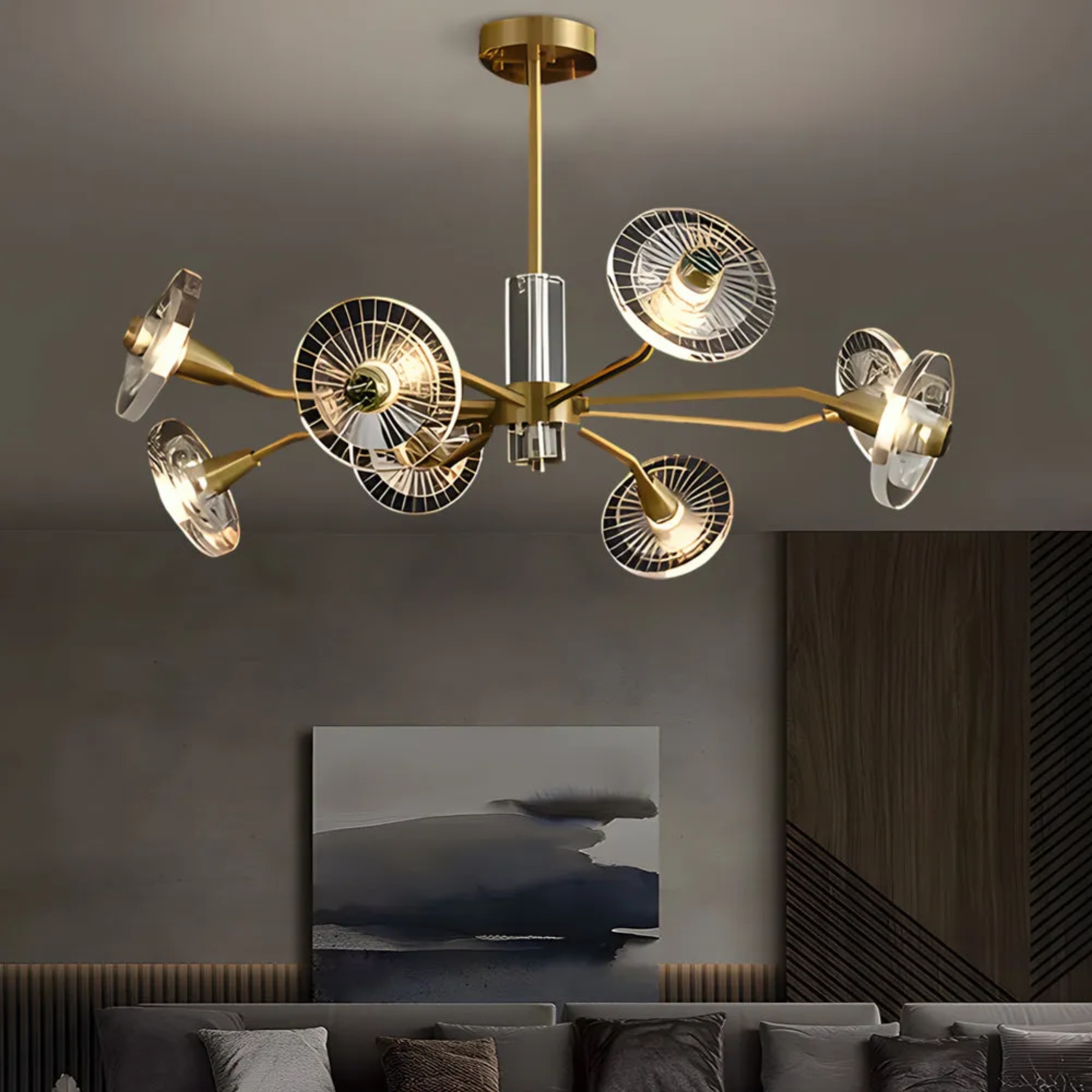 Modern flower 8-light bronze chandeliers, Lighom — Copper / 6-Light