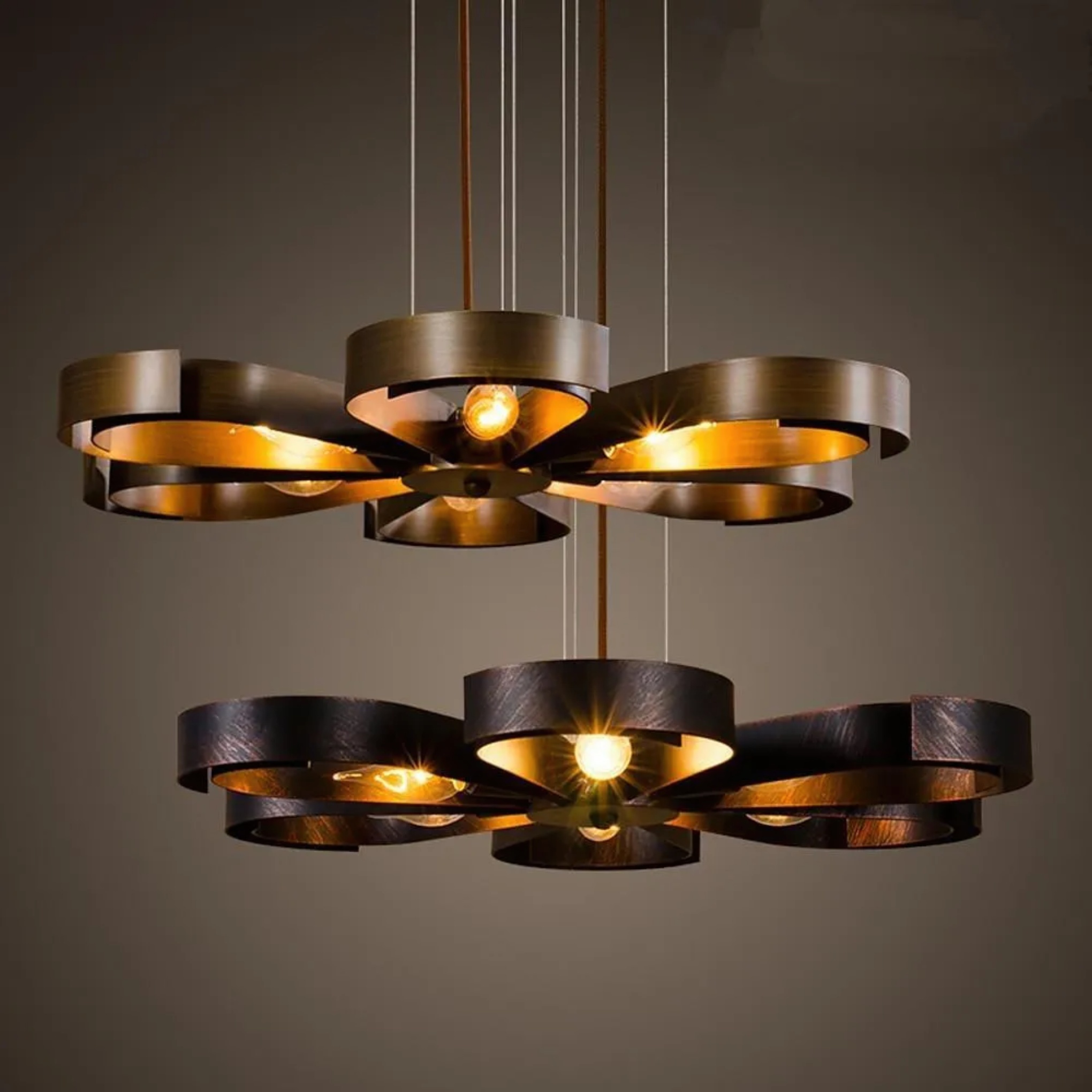 Modern petal-shaped 6-light bronze pendant lighting