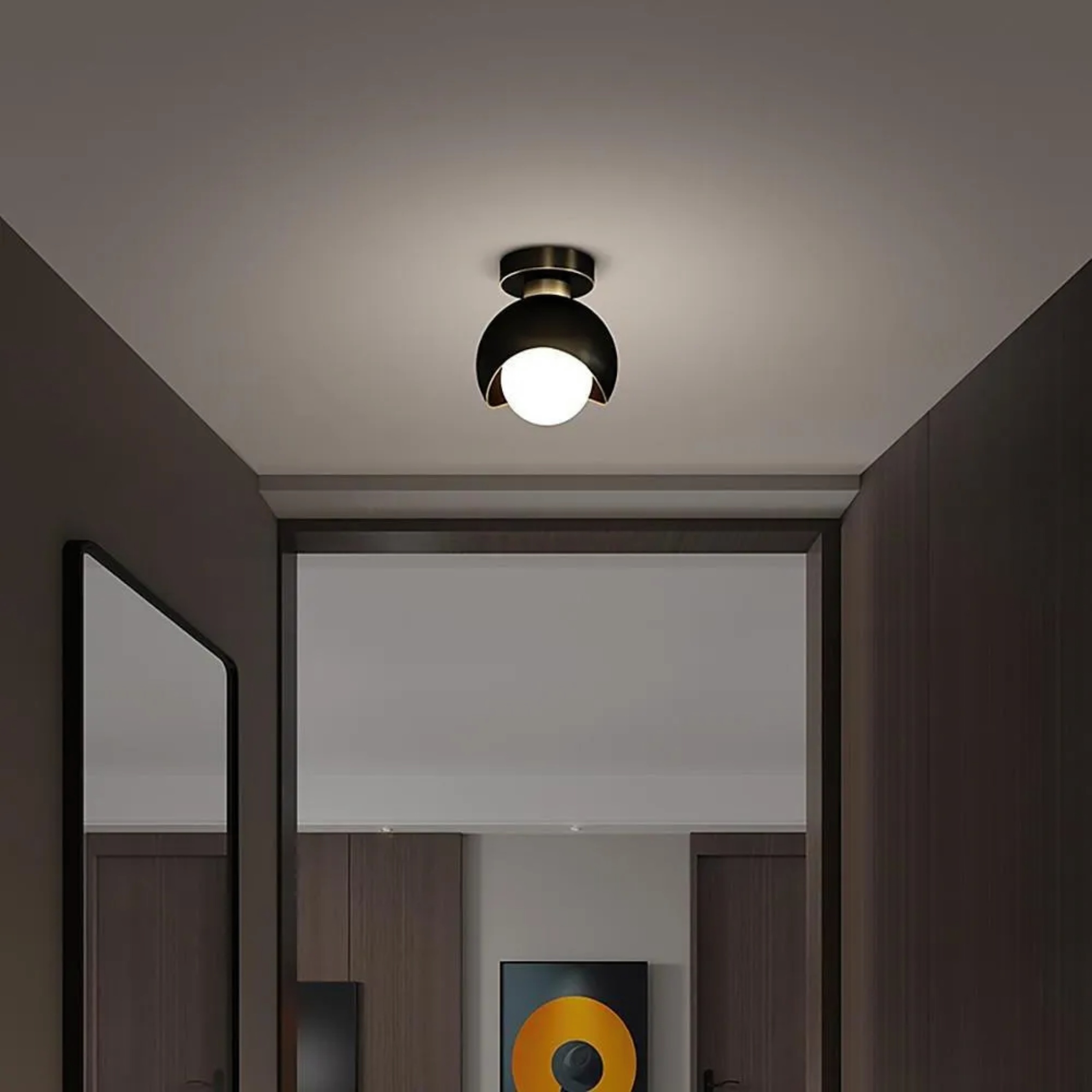 Lighom globe small copper ceiling light for hallway — Black