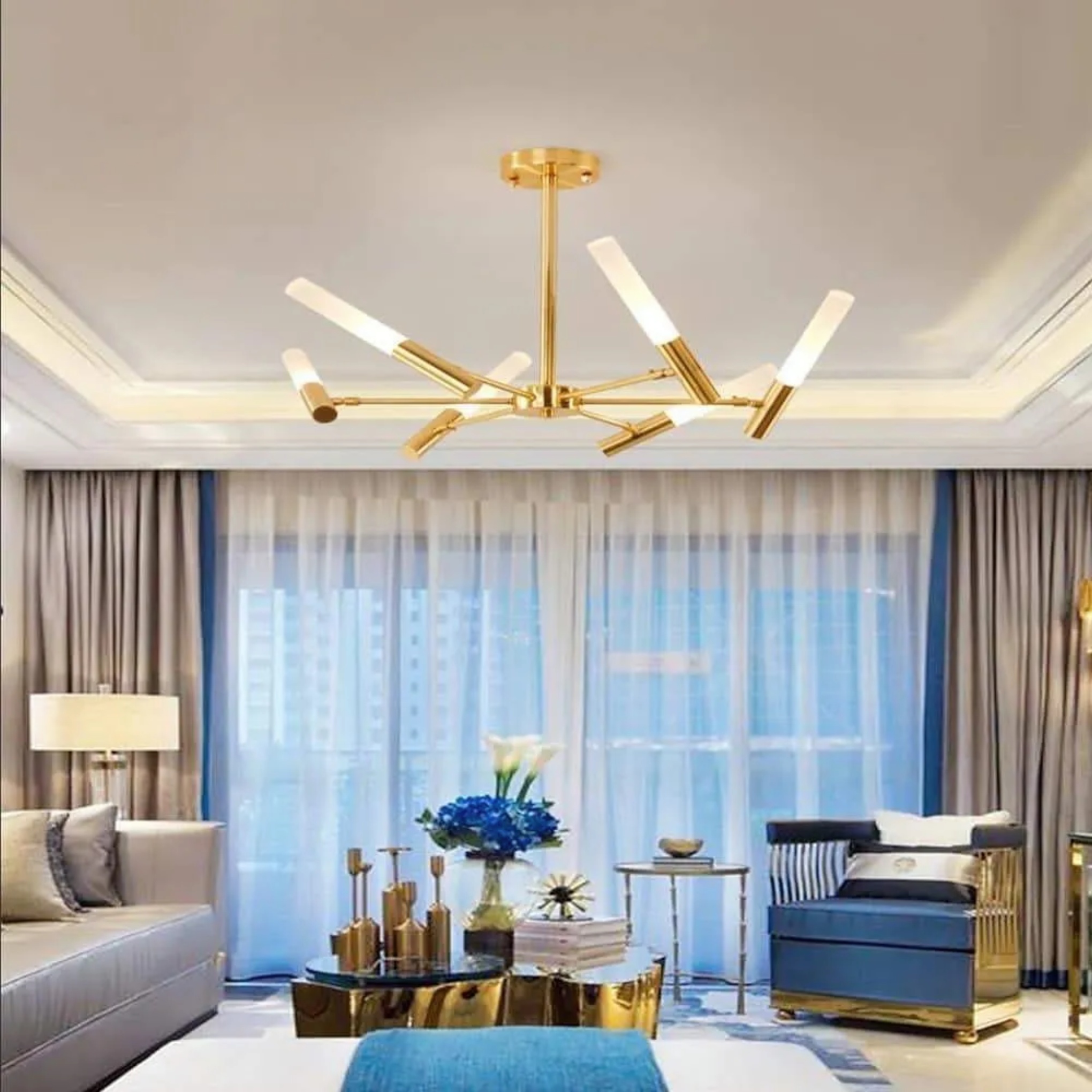 Candle hanging 8-light chandeliers in synthetic — Warm White (3000K) / Matte Black