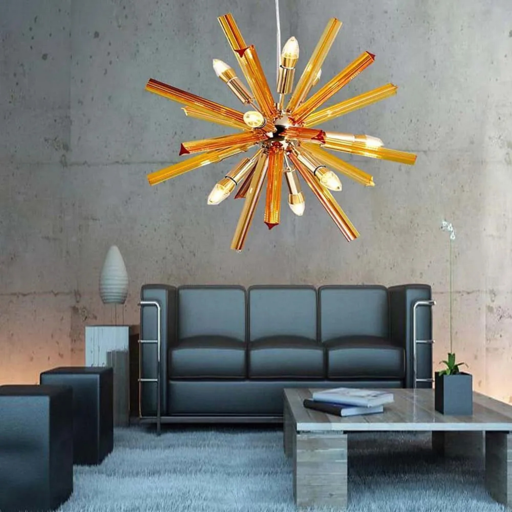 Gold modern island 9-light chandeliers — Brushed Gold