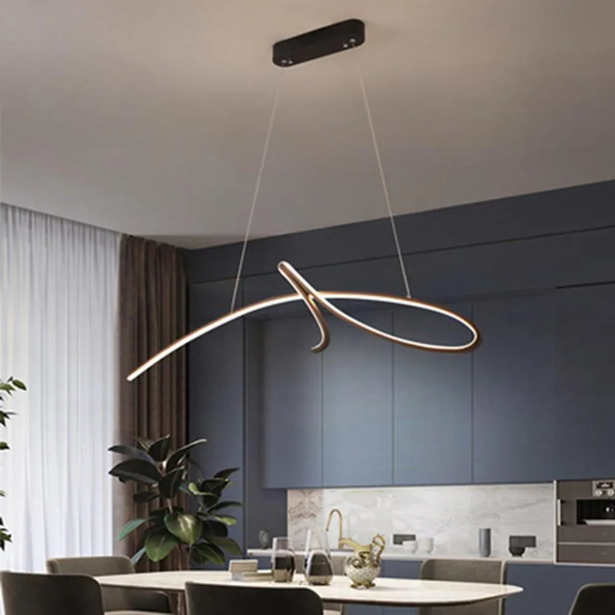 Artistic abstract wood aluminum chandeliers, Lighom — Warm White (3000K)