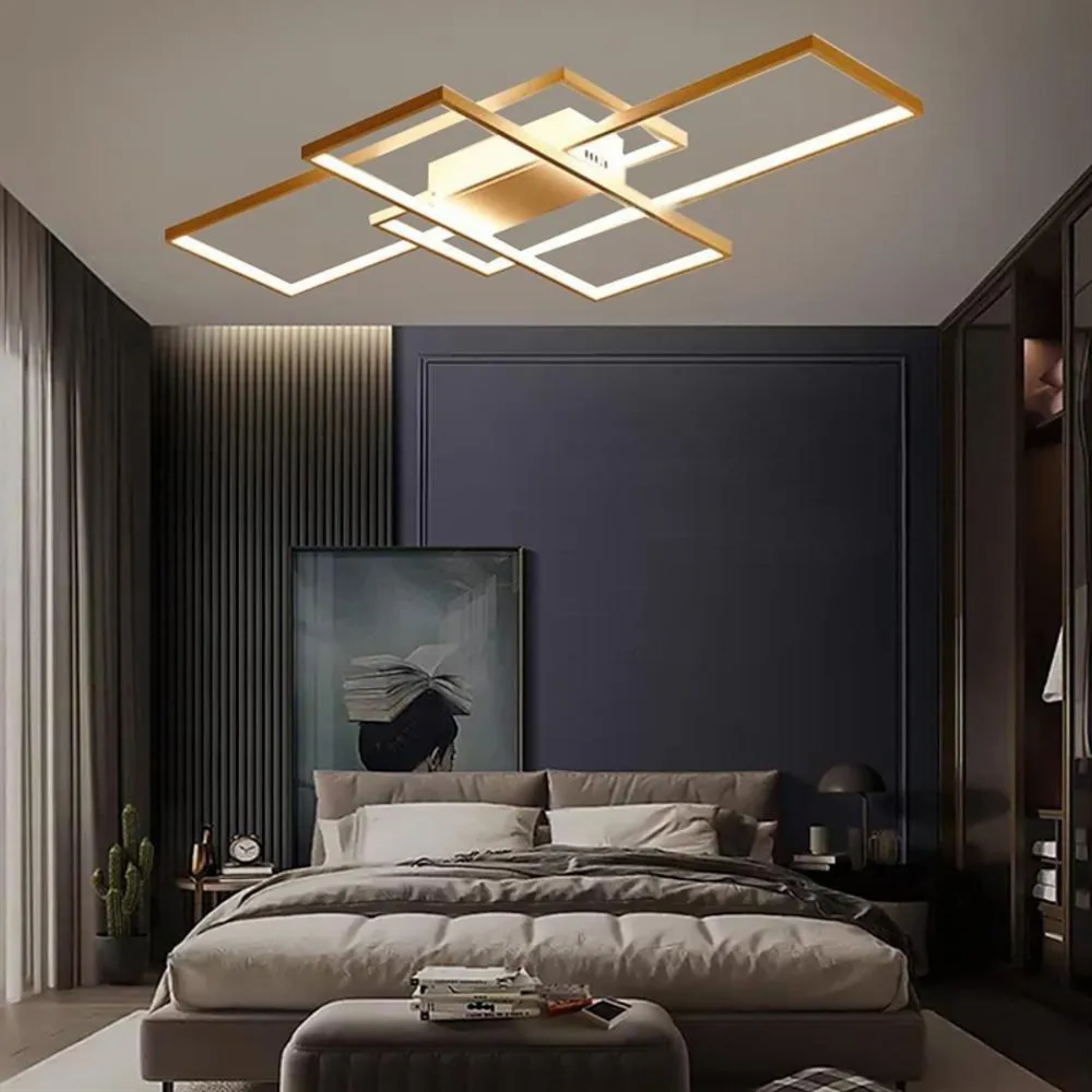 Lighom modern abstract display metal flush mount lighting — Warm White (3000K) / Rose Gold