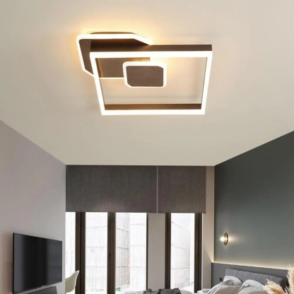 Lighom modern square abstract synthetic semi-flush mount light — Brushed Gold / Warm White (3000K)