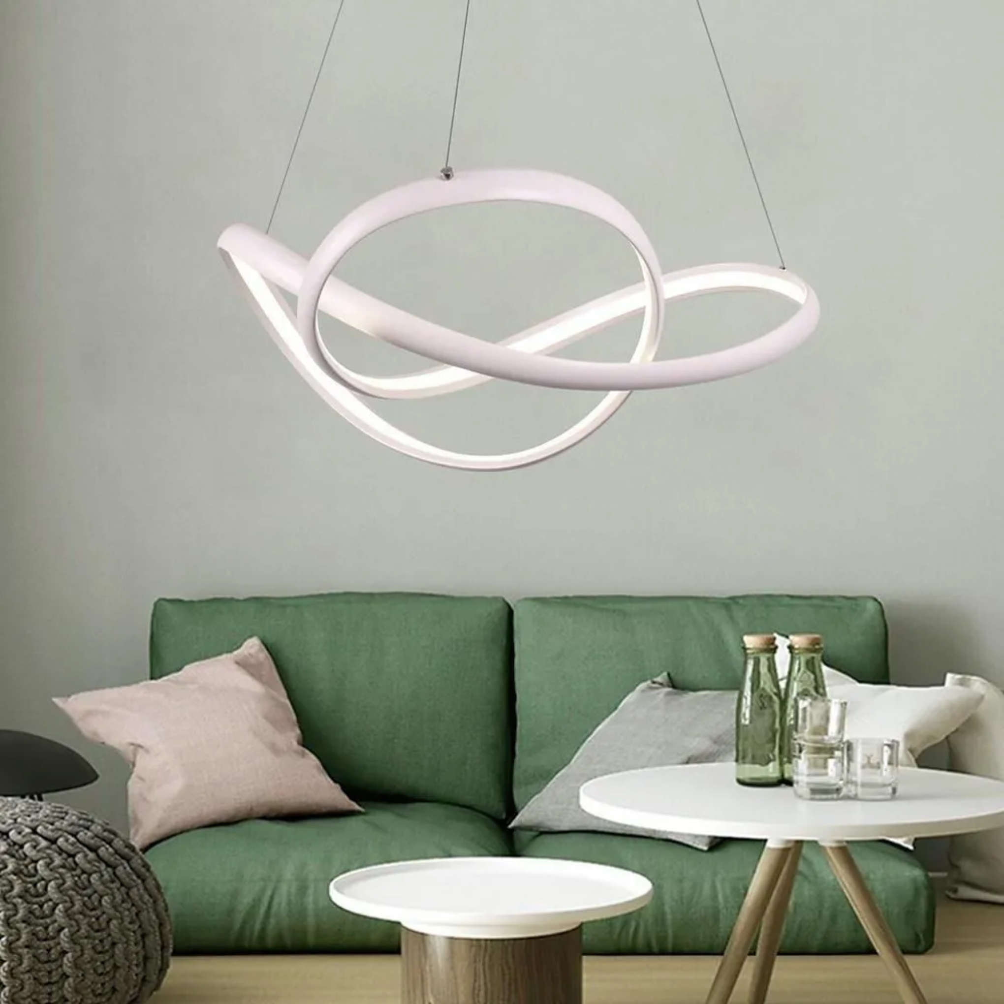 White modern wave abstract pendant lighting