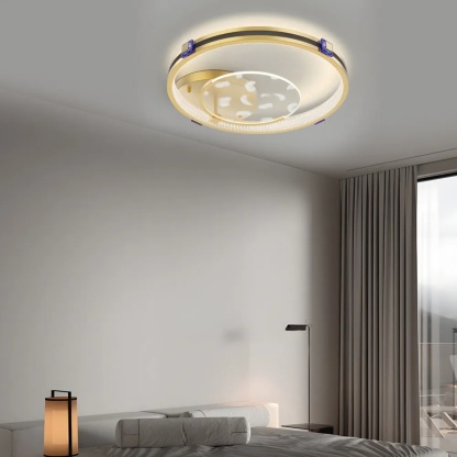 Lighom leather feather gold semi-flush mount light in acrylic — 18.1" Diameter